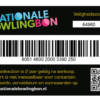Achterkant van de bowling bon. Kaart nummer is ongeldig.